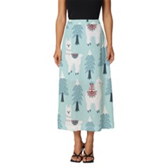Christmas-tree-cute-lama-with-gift-boxes-seamless-pattern Classic Midi Chiffon Skirt by Grandong