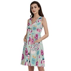 Christmas Paper Stars Pattern Texture Background Colorful Colors Seamless Copy Sleeveless Dress With Pocket by Grandong