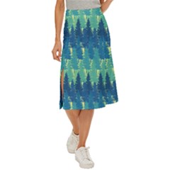 Christmas Trees Pattern Digital Paper Seamless Midi Panel Skirt by Grandong