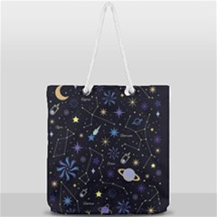 Starry Night  Space Constellations  Stars  Galaxy  Universe Graphic  Illustration Full Print Rope Handle Tote (large) by Grandong