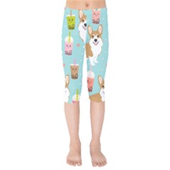 Welsh Corgi Boba Tea Bubble Cute Kawaii Dog Breed Kids  Capri Leggings  by Grandong