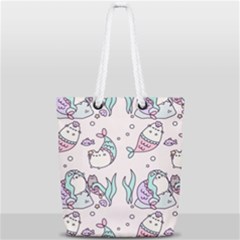 Cartoon Cat Cute Animal Design Drawing Illustration Kawaii Full Print Rope Handle Tote (small) by Grandong