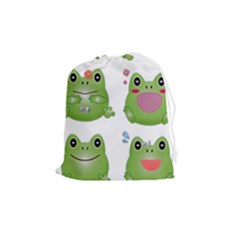 Kawaii-frog-rainy-season-japanese Drawstring Pouch (medium) by Grandong