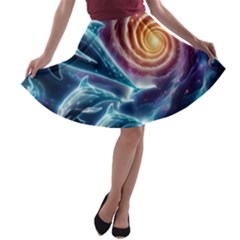 Dolphins Fantasy A-line Skater Skirt by Ravend