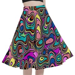 Bending Rotate Distort Waves A-line Full Circle Midi Skirt With Pocket by Ravend