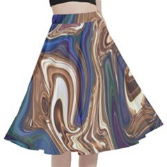 Pattern Psychedelic Hippie Abstract A-line Full Circle Midi Skirt With Pocket by Ravend