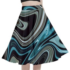 Abstract Waves Background Wallpaper A-line Full Circle Midi Skirt With Pocket by Ravend