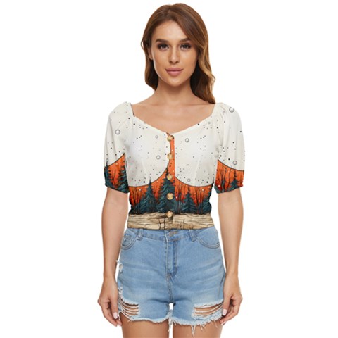 Moon Night Nature Dream Sky Button Up Blouse by Vaneshop