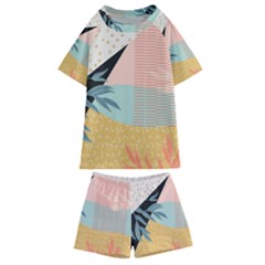 Leaves Pattern Design Colorful Decorative Texture Kids  Swim T-shirt And Shorts Set by Vaneshop