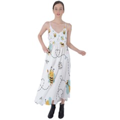 Bee Art Pattern Design Wallpaper Background Print Tie Back Maxi Dress by Vaneshop