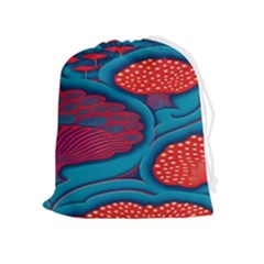 Vintage Ornate Mushroom Leafage Wallpaper Drawstring Pouch (xl) by Vaneshop