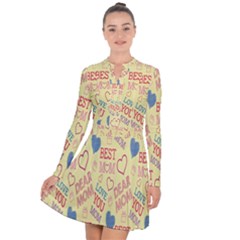 Love Mom Happy Mothers Day I Love Mom Graphic Pattern Long Sleeve Panel Dress by Vaneshop