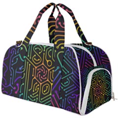 Circuit Hexagonal Geometric Pattern Background Pattern Burner Gym Duffel Bag by Vaneshop