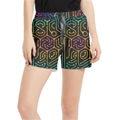 Circuit Hexagonal Geometric Pattern Background Pattern Women s Runner Shorts by Vaneshop