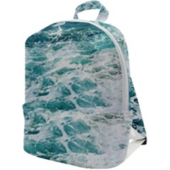 Blue Crashing Ocean Wave Zip Up Backpack by Jack14
