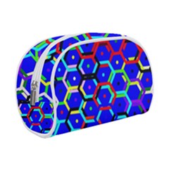 Blue Bee Hive Pattern Make Up Case (small) by Amaryn4rt