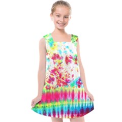 Pattern Decorated Schoolbus Tie Dye Kids  Cross Back Dress by Amaryn4rt