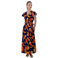 Space Patterns Pattern Flutter Sleeve Maxi Dress by Amaryn4rt