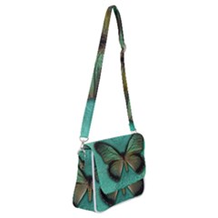 Butterfly Background Vintage Old Grunge Shoulder Bag With Back Zipper by Amaryn4rt