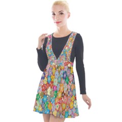 Retro Ethnic Background Pattern Vector Plunge Pinafore Velour Dress by Amaryn4rt