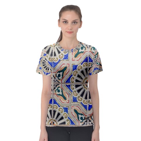 Ceramic-portugal-tiles-wall- Women s Sport Mesh T-shirt by Amaryn4rt