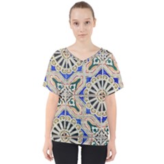 Ceramic-portugal-tiles-wall- V-neck Dolman Drape Top by Amaryn4rt