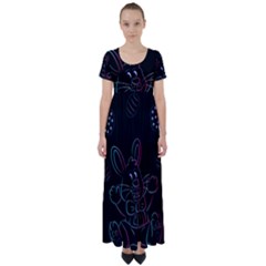 Easter-bunny-hare-rabbit-animal High Waist Short Sleeve Maxi Dress by Amaryn4rt