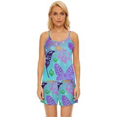 Butterfly Vector Background Satin Pajama Short Set by Amaryn4rt