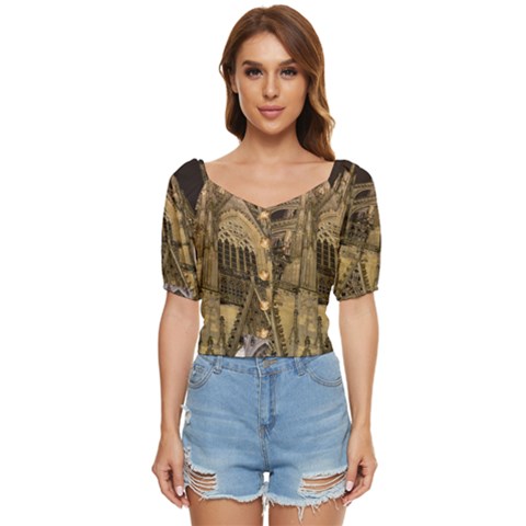 Cologne-church-evening-showplace Button Up Blouse by Amaryn4rt