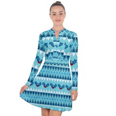 Blue Christmas Vintage Ethnic Seamless Pattern Long Sleeve Panel Dress by Amaryn4rt