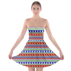 Christmas-color-stripes Pattern Strapless Bra Top Dress by Amaryn4rt
