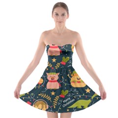 Colorful-funny-christmas-pattern Merry Christmas Xmas Strapless Bra Top Dress by Amaryn4rt