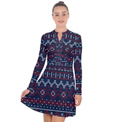 Christmas-concept-with-knitted-pattern Long Sleeve Panel Dress by Amaryn4rt