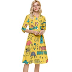 Colorful-funny-christmas-pattern Cool Ho Ho Ho Lol Classy Knee Length Dress by Amaryn4rt