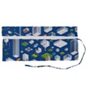 Isometric-seamless-pattern-megapolis Roll Up Canvas Pencil Holder (S) View2