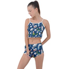 Isometric-seamless-pattern-megapolis Summer Cropped Co-ord Set by Amaryn4rt