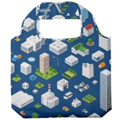 Isometric-seamless-pattern-megapolis Foldable Grocery Recycle Bag by Amaryn4rt