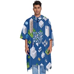 Isometric-seamless-pattern-megapolis Men s Hooded Rain Ponchos by Amaryn4rt