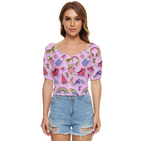 Fashion-patch-set Button Up Blouse by Amaryn4rt