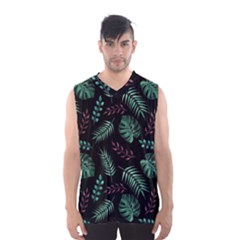 Tropical Leaves Pattern Men s Basketball Tank Top by Amaryn4rt