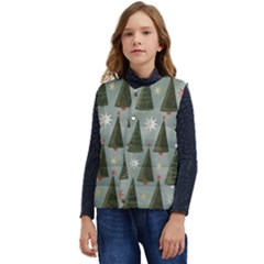 Christmas Trees Pattern Wallpaper Kid s Button Up Puffer Vest	 by Pakjumat
