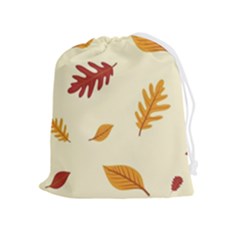 Leaves Autumn Fall Background Drawstring Pouch (xl) by Pakjumat