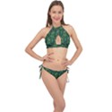 Leaves Snowflake Pattern Holiday Cross Front Halter Bikini Set View1