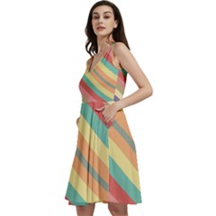 Pattern Design Abstract Pastels Sleeveless V-neck Skater Dress With Pockets by Pakjumat