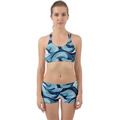 Pattern Ocean Waves Arctic Ocean Blue Nature Sea Back Web Gym Set by Pakjumat