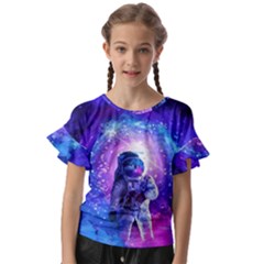 The Cosmonaut Galaxy Art Space Astronaut Kids  Cut Out Flutter Sleeves by Pakjumat