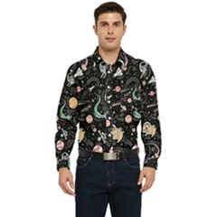 Animals Galaxy Space Men s Long Sleeve Pocket Shirt  by Pakjumat