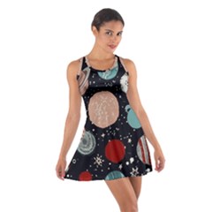 Space Galaxy Pattern Cotton Racerback Dress by Pakjumat