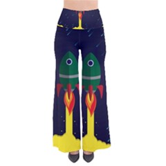 Rocket Halftone Astrology Astronaut So Vintage Palazzo Pants by Pakjumat