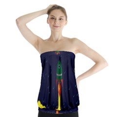 Rocket Halftone Astrology Astronaut Strapless Top by Pakjumat